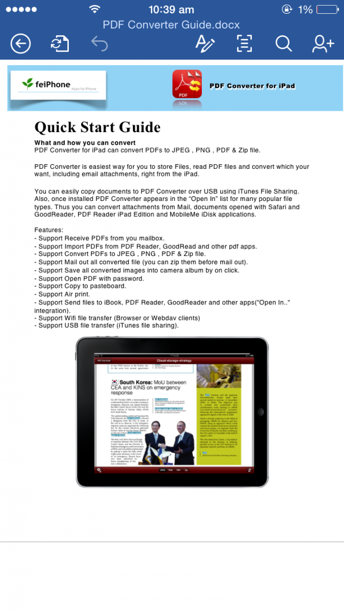 pdf to word converter on iPhone, iPad for ios